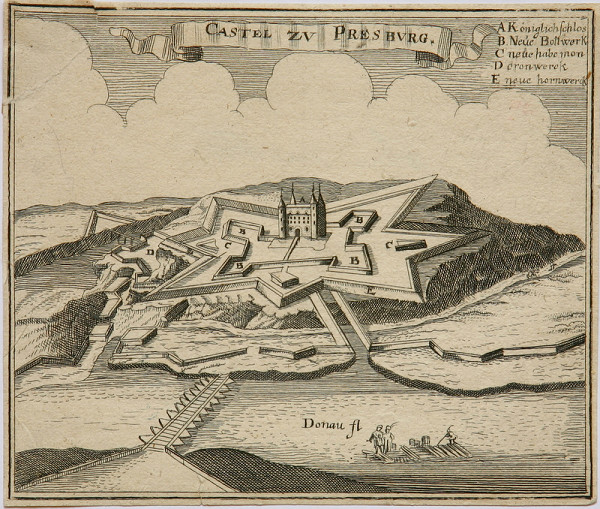 Stredoeurópsky grafik z 2. polovice 17. storočia – Opevnenie Bratislavského hradu 