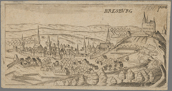 Stredoeurópsky grafik z 2. polovice 17. storočia – Bratislava v 17. storočí-pohľad zo severu 