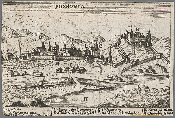 Stredoeurópsky grafik z 2. polovice 17. storočia – Bratislava z juhu 
