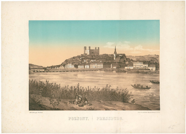 Stredoeurópsky grafik z polovice 19. storočia – Bratislava v 19. storočí - pohľad z juhu 