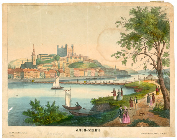 Stredoeurópsky grafik z polovice 19. storočia – Pohľad na Bratislavu z juhu 