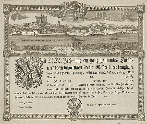 Gottfried Prixner – Cechový list bratislavských ihlárov 