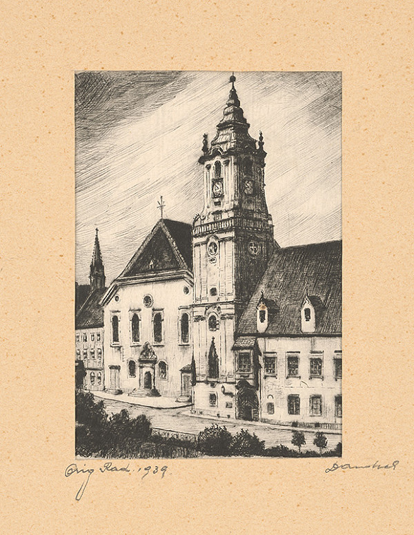 Stredoeurópsky grafik z 1. polovice 20. storočia – Stará radnica v Bratislave 