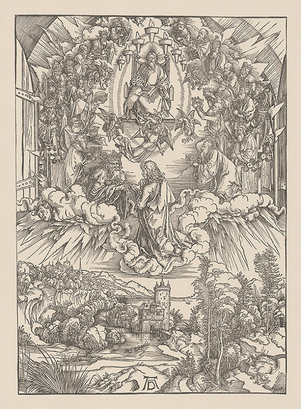 Albrecht Dürer – Výjav z Apokalypsy - Prijatie sv. Jána v nebi - list č. 3 list s 24 starcami 