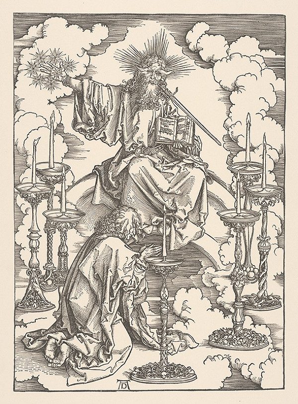 Albrecht Dürer – Výjav z Apokalypsy - Sv. Ján Evanjelista v kruhu 7 svietnikov (List č. 2) 
