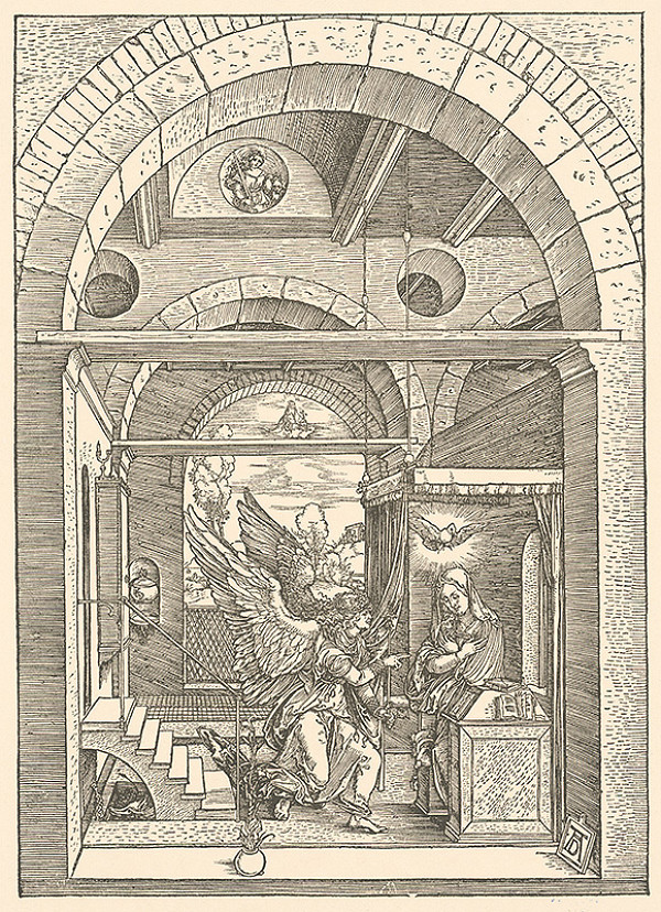 Albrecht Dürer – Svätá rodia s dvoma anjelmi v trojlodí 