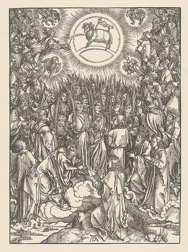 Albrecht Dürer – Výjav z Apokalypsy - 144. 000 vyvolených s palmami - list č. 7 