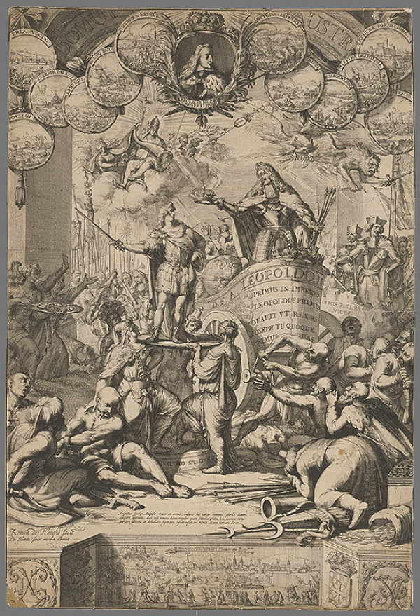 Romeyn de Hooghe – Leopold I. dáva korunu Jozefovi I. 