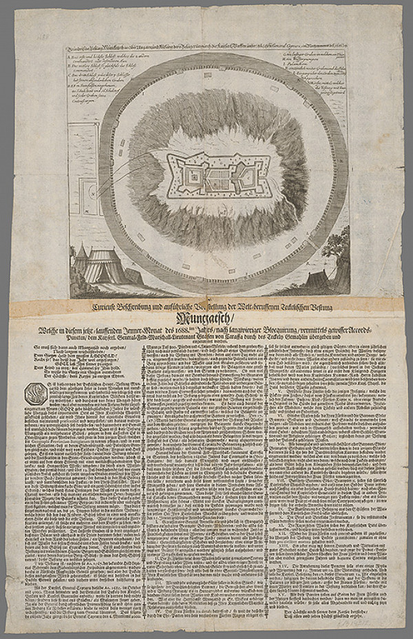 Stredoeurópsky grafik z konca 17. storočia – Pôdorys mesta Mukačevo 