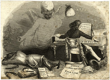 József Tyroler – Mladý Liszt pri klavíri - karikatúra 