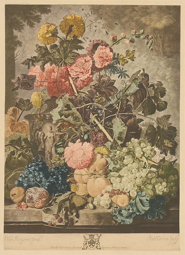 Richard Earlom, Jan van Huysum, John Boydell – Zátišie s kvetmi a ovocím