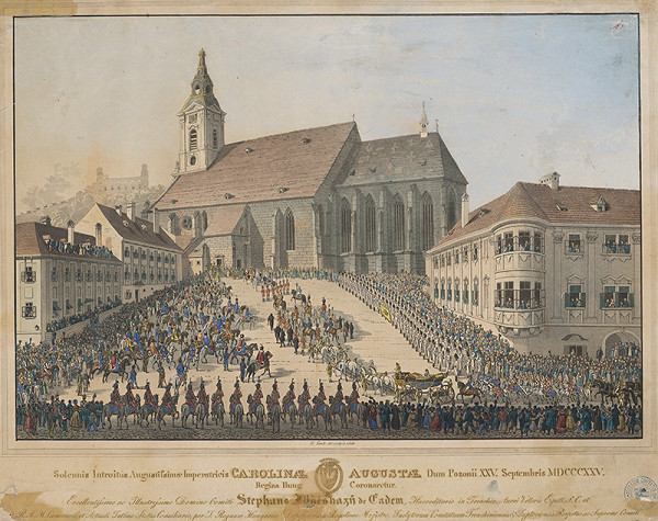 Eduard Gurk – Korunovačný sprievod Karolíny Augusty v roku 1825 v Bratislave 