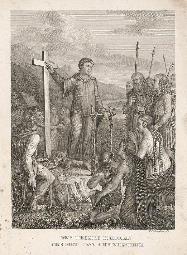 François Jacques Oberthür – Svätý Fridolín prisahá na kríž 
