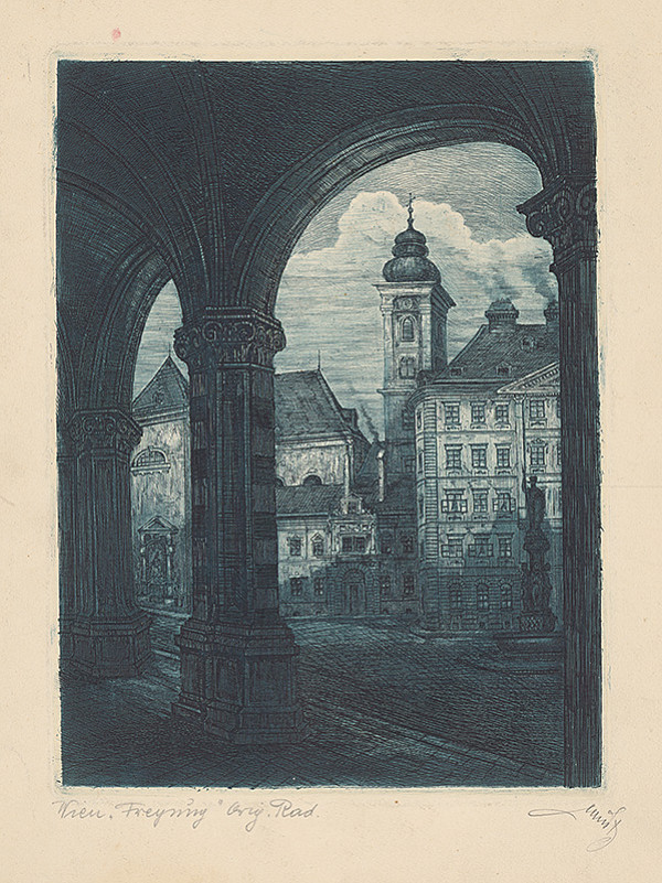 Rakúsky grafik z 20. storočia – Námestie vo Viedni 