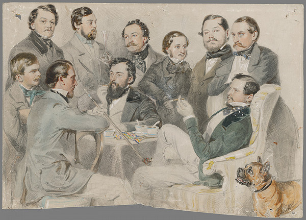 Károly Sterio – Bratislavskí umelci pri stole 