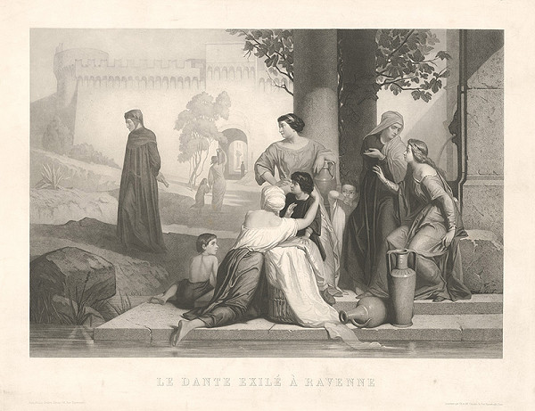 Francúzsky grafik z 19. storočia – Dante v exile v Ravenne 