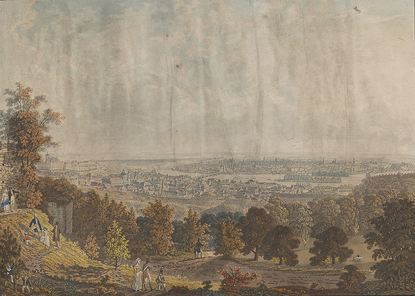 Stredoeurópsky grafik z 19. storočia – Pohľad na Prahu 