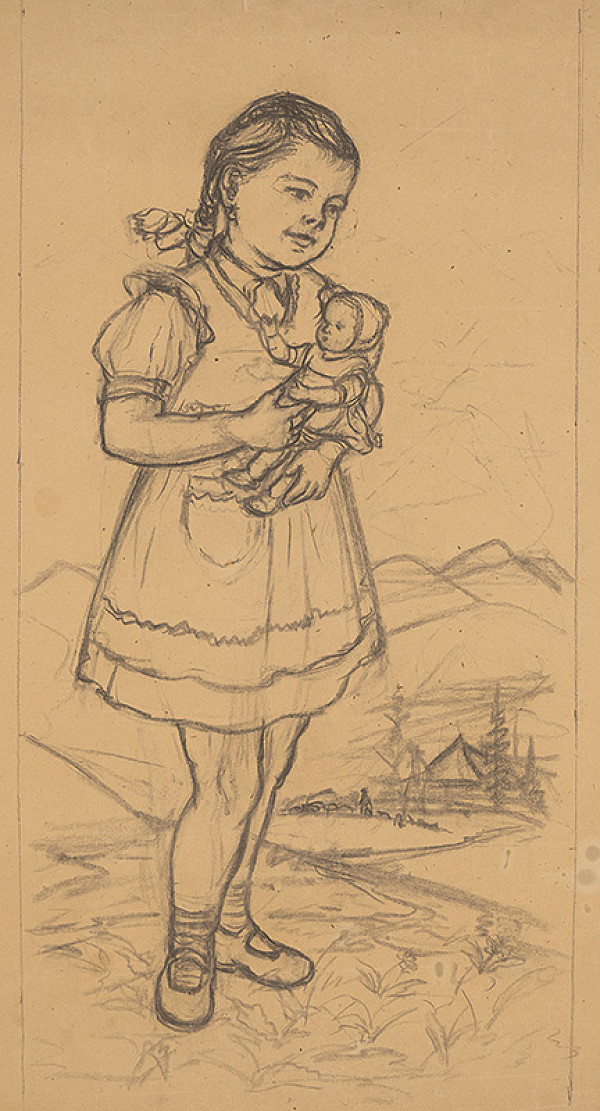 Stredoeurópsky grafik z 20. storočia – Dievča s bábkou 