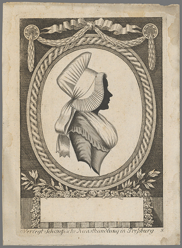 Stredoeurópsky grafik z 18. storočia – Poprsie dámy v siluete 