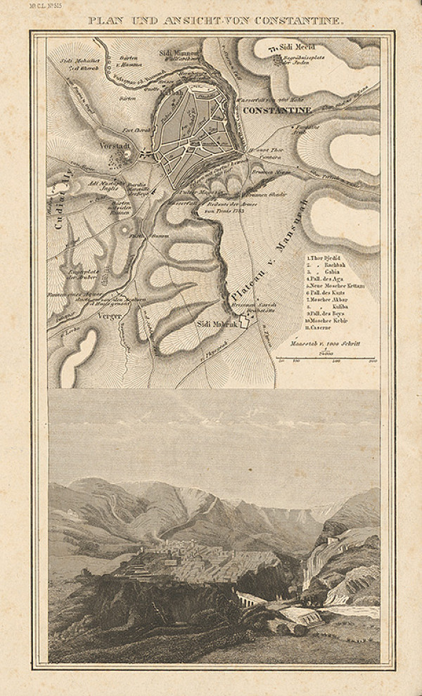 Nemecký grafik z 19. storočia – Plán a pohľad na Constantine 