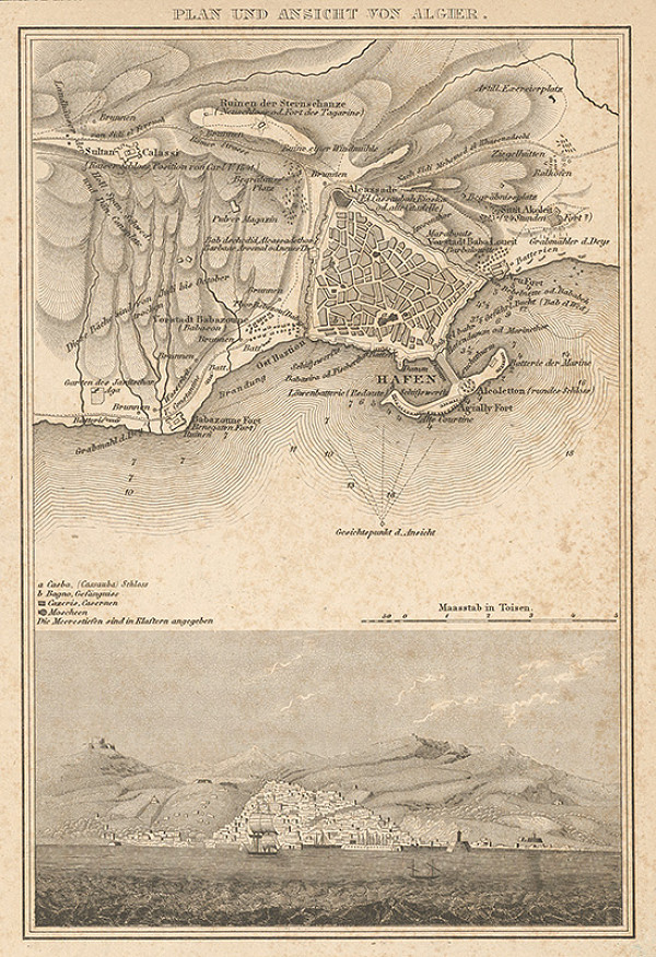 Nemecký grafik z 19. storočia – Plán a pohľad na Alžír 