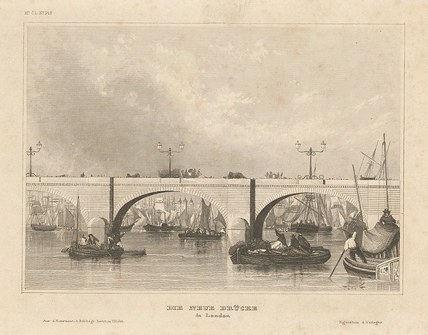 Nemecký grafik z 19. storočia – Nový most v Londýne 