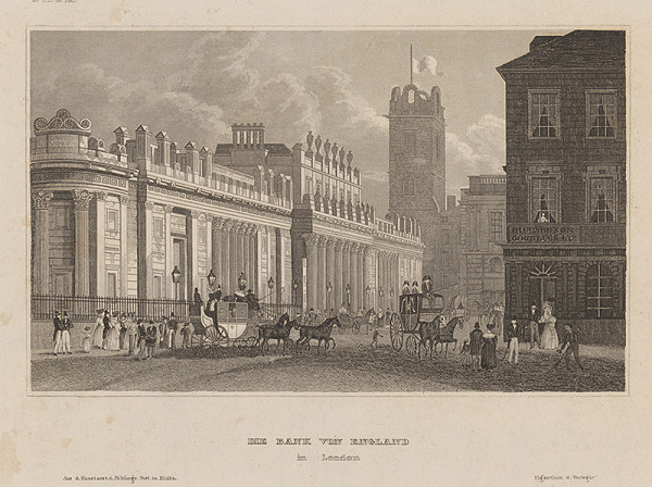 Stredoeurópsky grafik z 19. storočia – Banka v Anglicku v Londýne 
