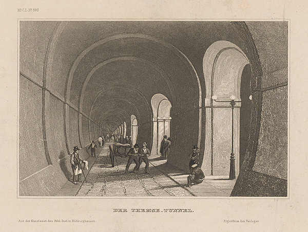Stredoeurópsky grafik z 19. storočia – Tunel pod Temžou 