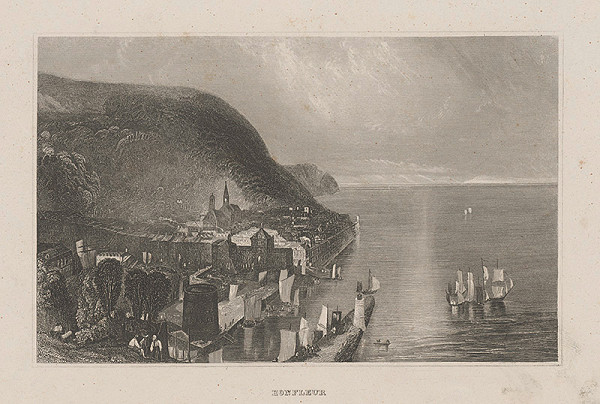 Nemecký grafik z 19. storočia – Pohľad na Honfleur 