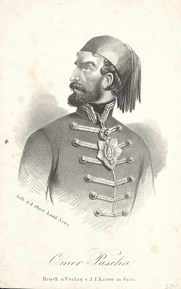 Anglický grafik z 19. storočia – Portrét Omera Paschu 