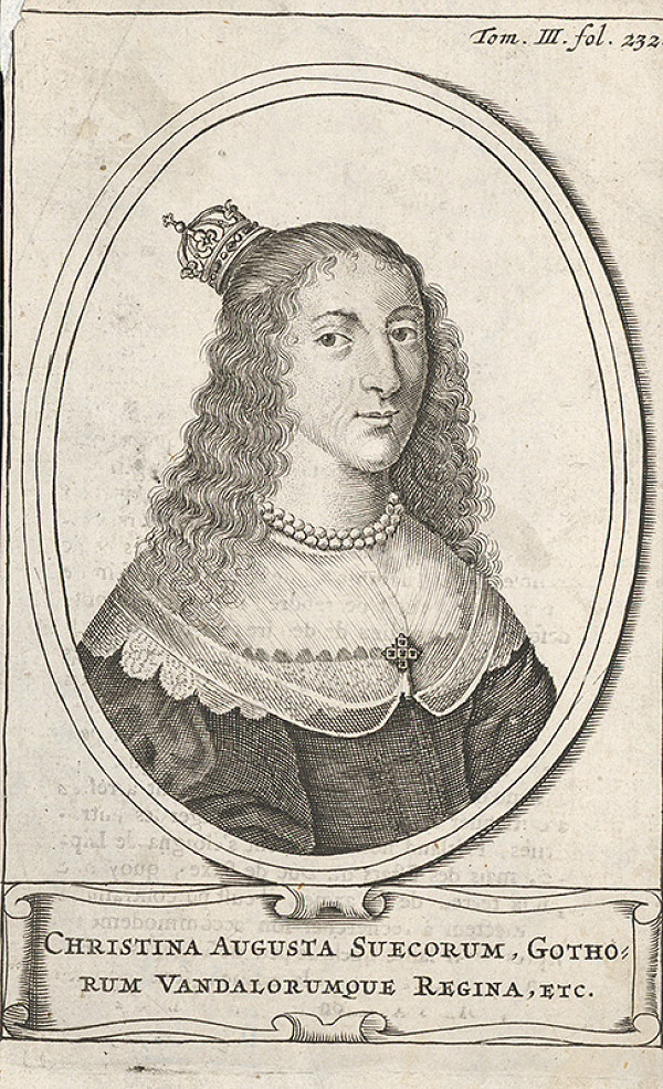 Nemecký grafik z prelomu 17. - 18. storočia – Portrét kráľovnej Kristíny I. Švédskej 