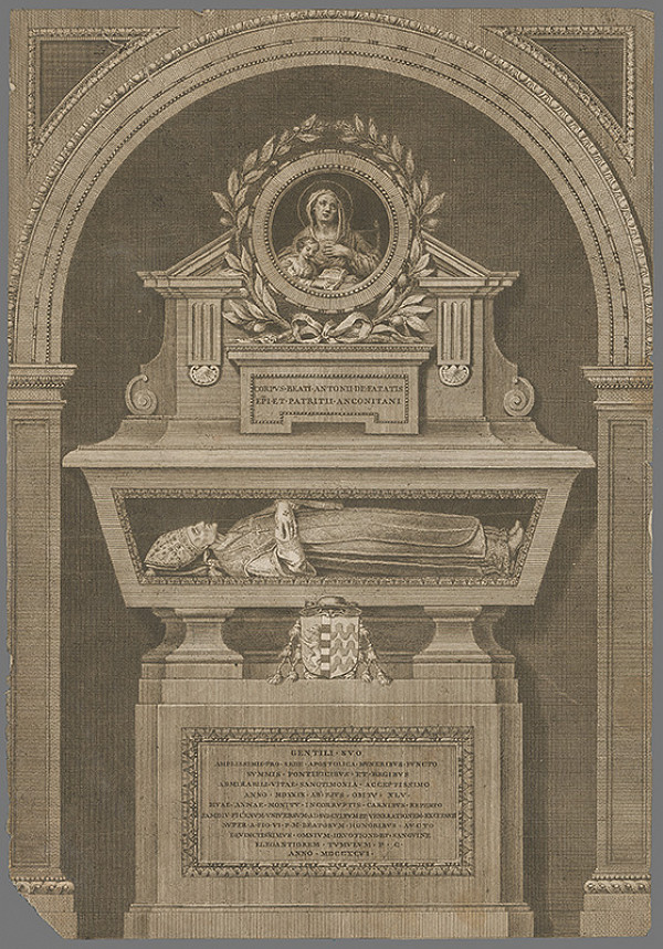 Taliansky grafik z prelomu 18. - 19. storočia – Náhrobok biskupa 