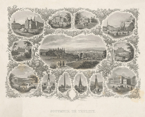 Stredoeurópsky grafik z 19. storočia – Spomienka na Teplice 