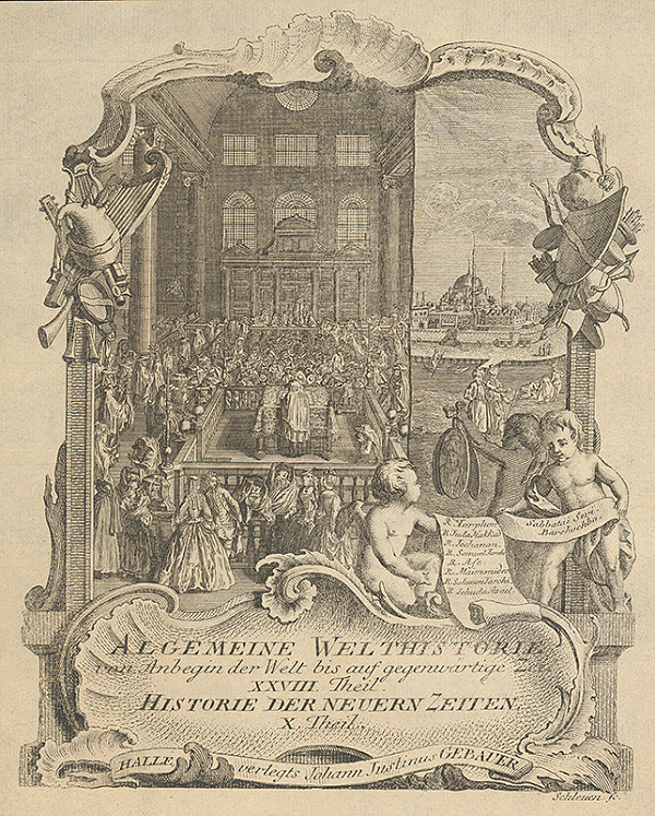 Johann David Schleuen – List z knihy Algemeine Welthistorie 