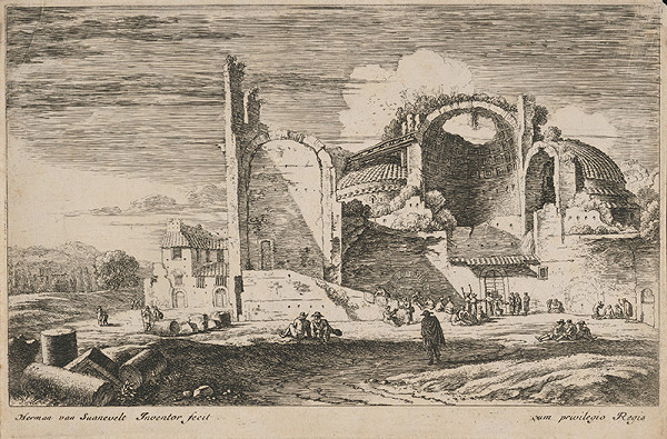 Herman van Swanevelt – Krajina s ruinou chrámu 