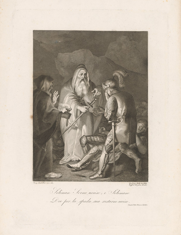 Girolamo Scotto, Gaspero Martellini, Raphael Morghen – Bojovník Soliman dostáva meč 