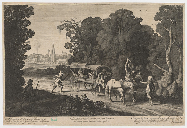 Taliansky grafik monogramu E. V. V., Jan van de Velde ml. – Prepadnutie cestovného dostavníka