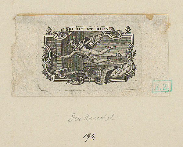 Rakúsky grafik monogramu F. H. S. – Emblém s Merkurom 