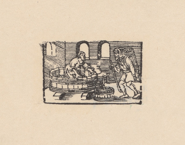 Remeselný kopista, Hans Sebald Beham – Kalendárové záhlavie mesiaca október 