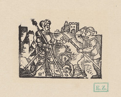 Kopisti, Hans Brosamer – Rytier odovzdáva list vojakovi pod hradom 