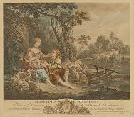 Jacques Philippe le Bas, François Boucher – Galantná scéna v prírode 