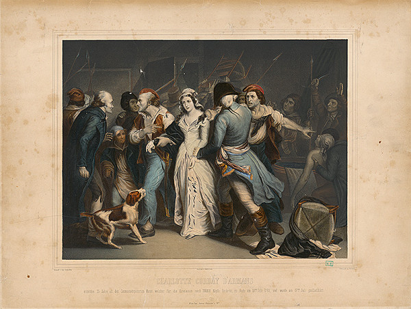 Leopold Müller, Johann Höfelich, Ary Scheffer – Charlotta Corday pri zavraždenom Maratovi 