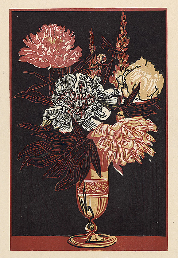 Jaroslav Vodrážka – Kytica pivónií v sklenenej váze 