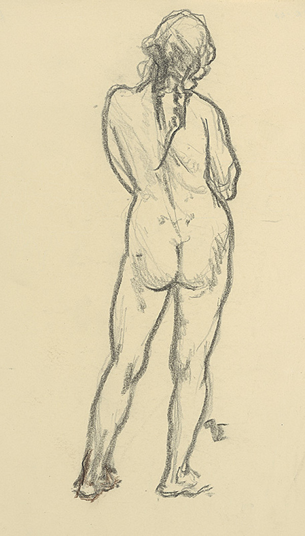 Jaroslav Vodrážka – Akt ženy s vrkočom zo zadu 