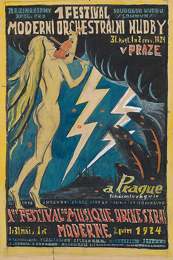 Ján Thain – Plagát k 1. medzinárodnému festivalu modernej orchestrálnej hudby 