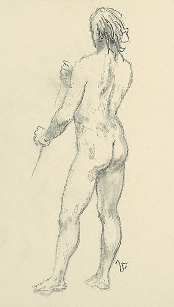 Jaroslav Vodrážka – Stojací mužský akt zo zadu 