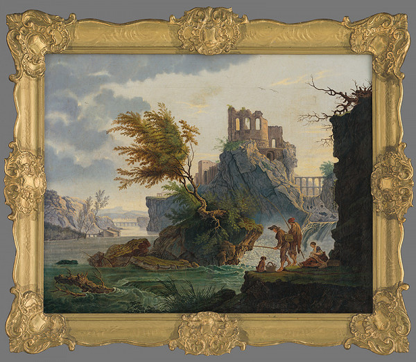 Neznámy maliar, Claude-Joseph Vernet – Rybári pod zrúcaninou hradu (La péche á la ligne - kópia) 