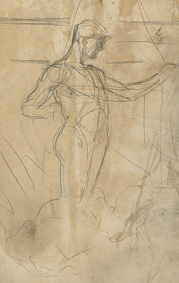 Ladislav Mednyánszky – Štúdia kľačiaceho mužského aktu 