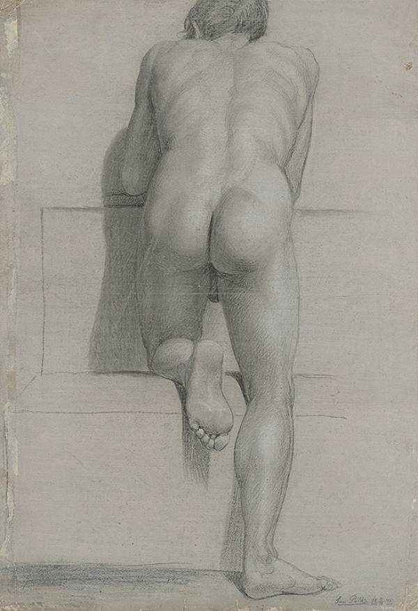 Ján Pálka – Kľačiaci mužský akt od chrbta 