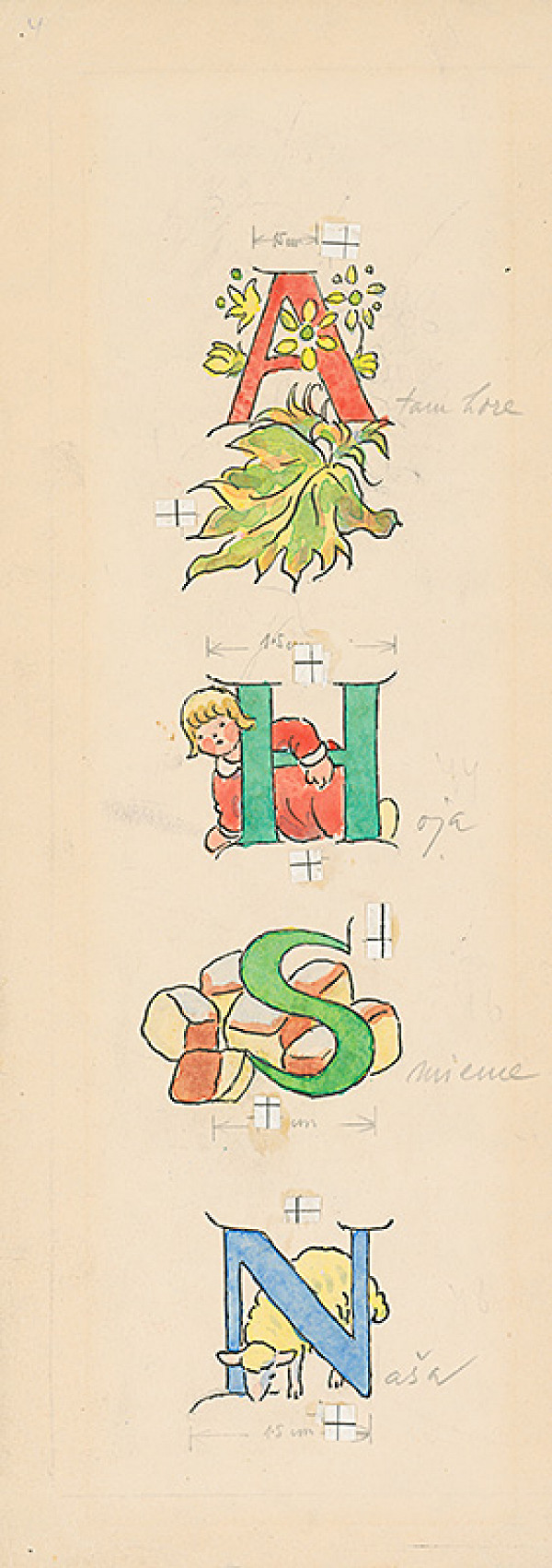 Jan Hála – Iniciálky A, H, S, N